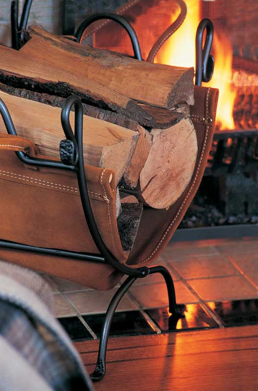 Pilgrim Log Holders Folding Log Carrier Suede leather carrier & frame 24”W x 19”H x 15”D by Pilgrim