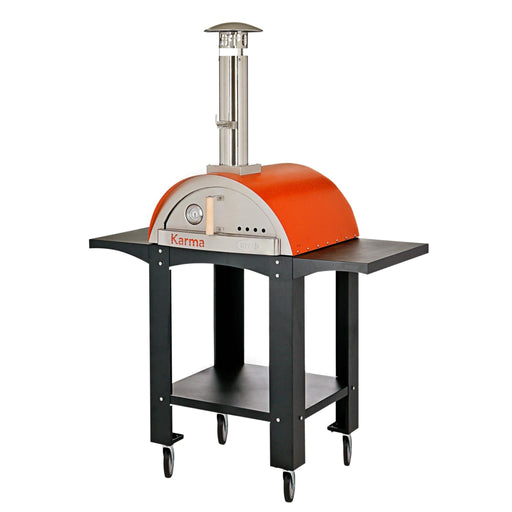WPPO Ovens with Stand WPPO - Karma 25 - Red, Orange and Black with Black Stand on 4 Casters & Side Shelf - WKK-01S-WS-Red