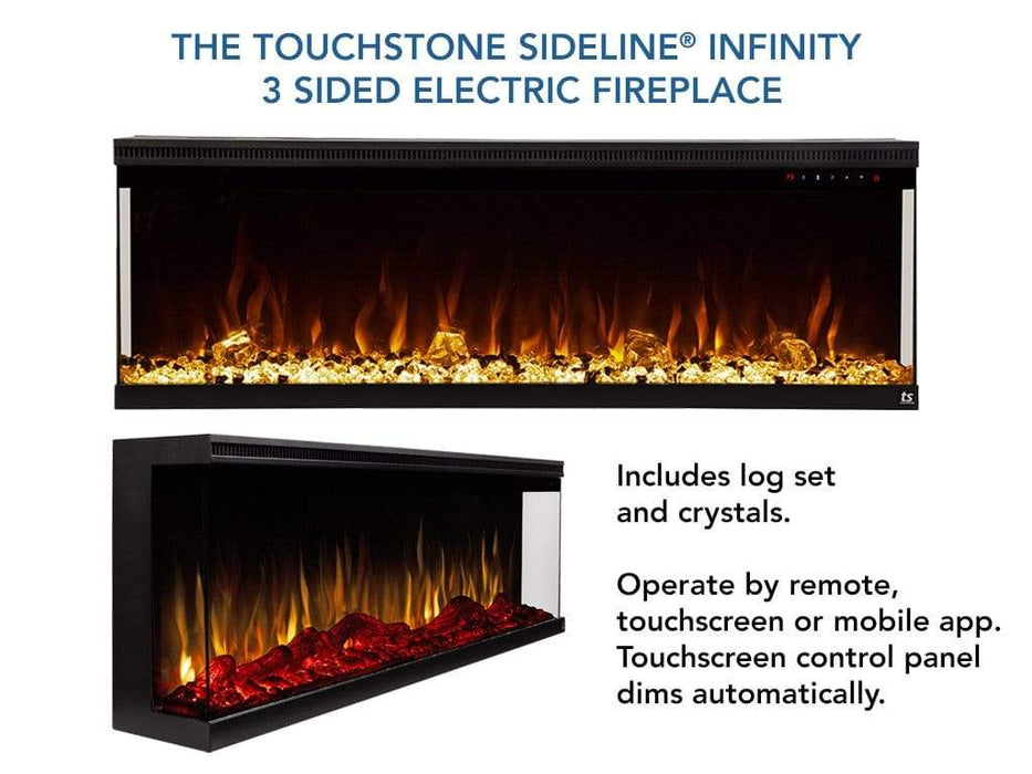 Touchstone Electric Fireplace Sideline Infinity 3 Sided 60" WiFi Enabled Recessed Electric Fireplace 80046 (Alexa/Google Compatible) by Touchstone