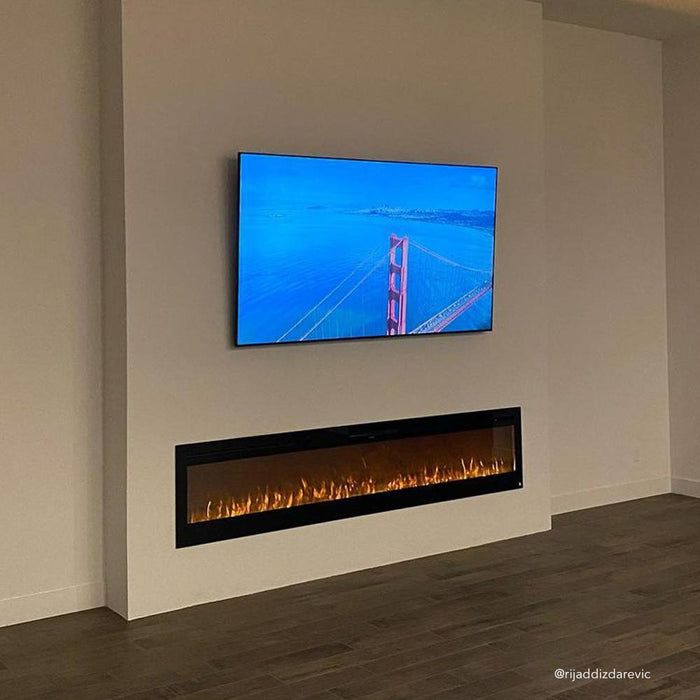 Touchstone Electric Fireplace The Sideline 100 80032 100" Recessed Electric Fireplace by Touchstone