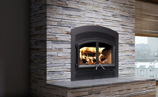 Valcourt Wood Fireplace Waterloo - Arched Faceplate Wood Fireplace Including 4 Lengths Of 8" X 36" Chimney-FP15AK by Valcourt